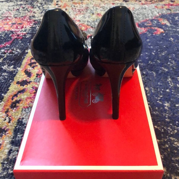 NWT! Coach Starla Black Patent Leather Heels - Picture 4 of 5